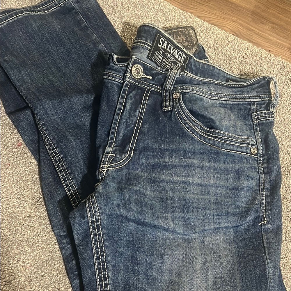 Salvage Blue Relaxed Jeans with Vintage Wash